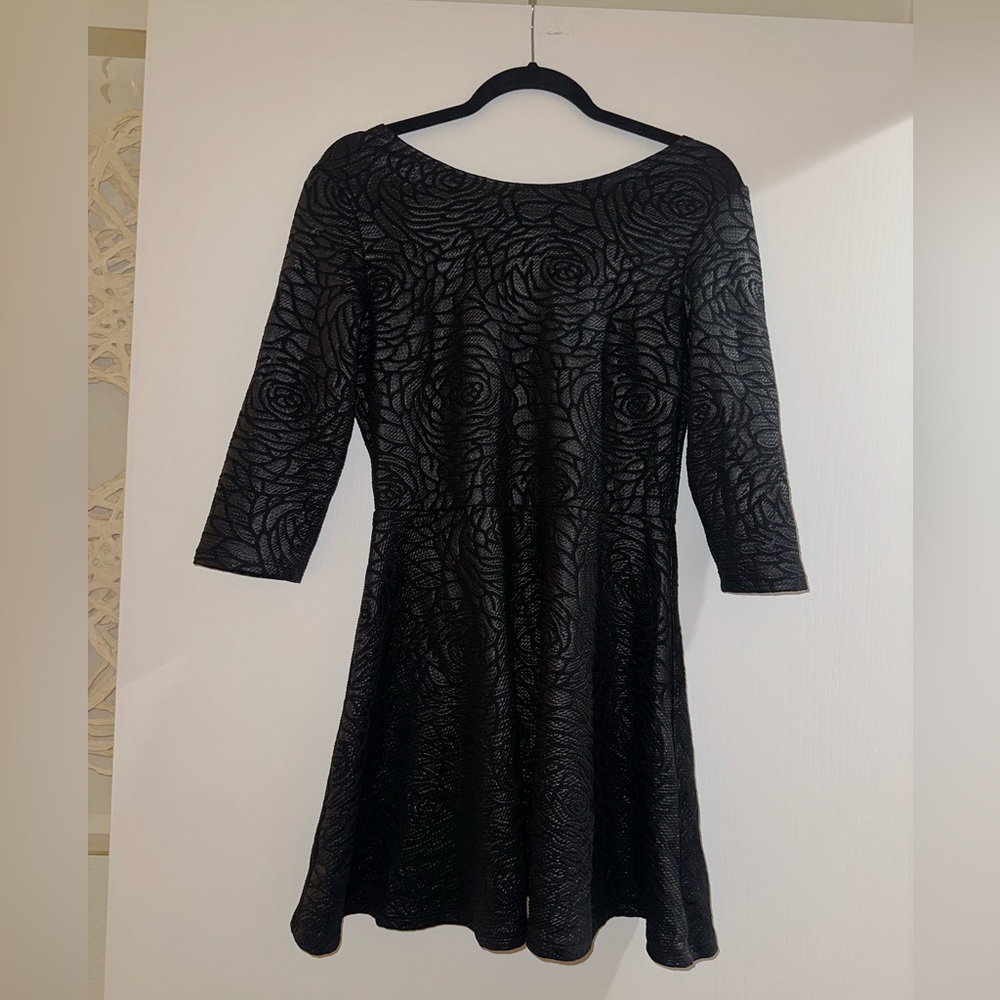 2 Hearts Black Floral Dress open back
